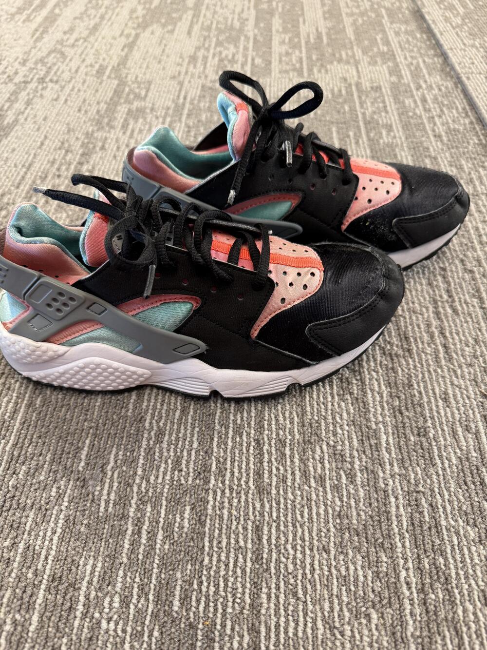 Nike Air Huarache Shoes Mens Size 7.5 Black Pink Teal Gray Sneakers 634835-003